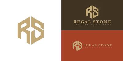 Abstract initial hexagon letters RS or SR logo in gold color isolated on multiple background colors. The logo is suitable for wealth management company logo design illustration inspiration vector