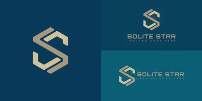 Abstract initial hexagon letters S or SS logo in gold color isolated on multiple background colors. The logo is suitable for real estate corporation logo design illustration inspiration vector