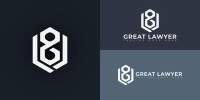 Abstract initial hexagon letters GL or LG logo in white color isolated on multiple background colors. The logo is suitable for business and consulting logo design illustration inspiration vector