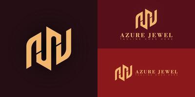 Abstract initial hexagon letters AJ or JA logo in gold color isolated on multiple background colors. The logo is suitable for luxury lifestyle brand logo design illustration inspiration templates. vector