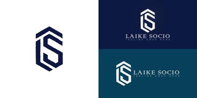 Abstract initial hexagon letters LS or SL logo in blue color isolated on multiple background colors. The logo is suitable for streetwear brand logo design illustration inspiration templates. vector