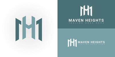 Abstract initial letters MH or HM logo in green color isolated on multiple background colors. The logo is suitable for business and technology company logo design illustration inspiration vector