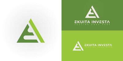 Abstract initial triangle letters EI or IE logo in green color isolated on multiple background colors. The logo is suitable for real estate investment company logo design illustration vector