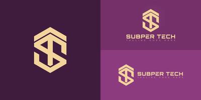 Abstract initial hexagon letters ST or TS logo in gold color isolated on multiple background colors. The logo is suitable for internet and technology logo design illustration inspiration templates. vector