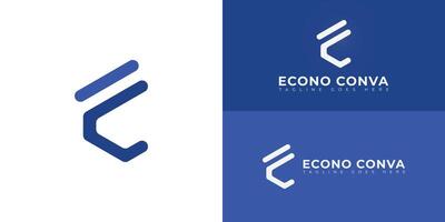 Abstract initial hexagon letters EC or CE logo in blue color isolated on multiple background colors. The logo is suitable for Business Events Company logo design illustration inspiration vector