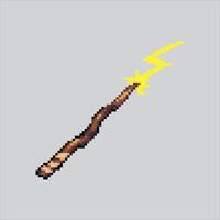 Pixel art illustration Magic Wand. Pixelated Magic Wand. Magical Wand Staff pixelated for the pixel art game and icon for website and game. old school retro. vector