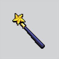 Pixel art illustration Magic Wand. Pixelated Magic Wand. Magical Wand Staff pixelated for the pixel art game and icon for website and game. old school retro. vector