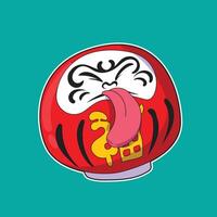 The red daruma jumped while sticking out its tongue. suitable for stickers and much more vector