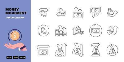 money movement thin outline icon design good for web and mobile app vector