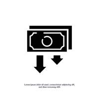 money moving down solid icon design good for web or mobile app vector