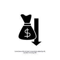 money moving down solid icon design good for web or mobile app vector