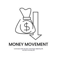 money moving down thin outline icon design good for web or mobile app vector
