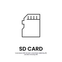 sd card phone thin outline icon design good for web or mobile app vector