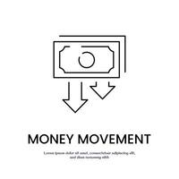 money moving down thin outline icon design good for web or mobile app vector