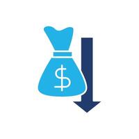 money moving down colored icon design good for web or mobile app vector