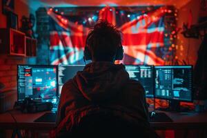 British hacker computer scientist working, anonymous person concept photo