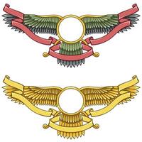 Zoroastrian winged solar disk with ribbon vector