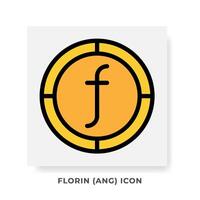 Florin ANG Currency Icon. Netherlands Financial Symbol Flat Icons, in golden color Graphic Design. vector