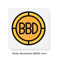 Dollar BBD Currency Icon. Barbados Financial Symbol Flat Icons, in golden color Graphic Design. vector