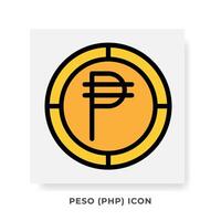 Peso PHP Currency Icon. Philippines Financial Symbol Flat Icons, in Golden Color Graphic Design. vector