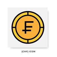 Franc CHF Currency Icon. Swiss Financial Symbol Flat Icons, in golden color Graphic Design. vector