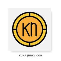 Kuna HRK Currency Icon. Croatia Financial Symbol Flat Icons, in golden color Graphic Design. vector