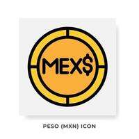 Peso MXN Currency Icon. Mexico Financial Symbol Flat Icons, in Golden Color Graphic Design. vector
