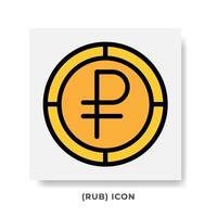 Ruble RUB Currency Icon. Russia Financial Symbol Flat Icons, in Golden Color Graphic Design. vector