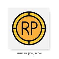 Rupiah IDR Currency Icon. Indonesian Financial Symbol Flat Icons, in Golden Color Graphic Design. vector