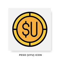 Peso UYU Currency Icon. Uruguay Financial Symbol Flat Icons, in Golden Color Graphic Design. vector