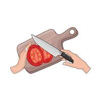 ilustración de corte tablero con tomate vector