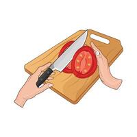 ilustración de corte tablero con tomate vector