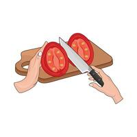 illustration of cutting board with tomato vector