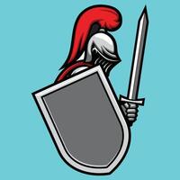Knight in Armor with Sword and Shield Flat Icon vector