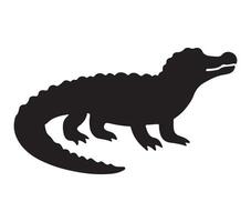 Alligator Black Silhouette on white background vector