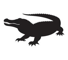Alligator Black Silhouette on white background vector
