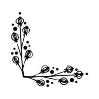 Hand drawn set of line frames on a white background. Corner Border Eklement. Sketch elements of floral and herbs ornaments for banner design. Line border collection. Vintage border. vector