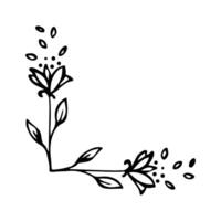 Hand drawn set of line frames on a white background. Corner Border Eklement. Sketch elements of floral and herbs ornaments for banner design. Line border collection. Vintage border. vector