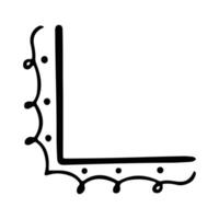 Hand drawn set of line frames on a white background. Corner Border Eklement. Sketch elements of floral and herbs ornaments for banner design. Line border collection. Vintage border. vector