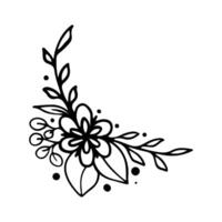 Hand drawn set of line frames on a white background. Corner Border Eklement. Sketch elements of floral and herbs ornaments for banner design. Line border collection. Vintage border. vector