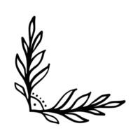 Hand drawn set of line frames on a white background. Corner Border Eklement. Sketch elements of floral and herbs ornaments for banner design. Line border collection. Vintage border. vector