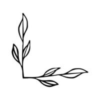 Hand drawn set of line frames on a white background. Corner Border Eklement. Sketch elements of floral and herbs ornaments for banner design. Line border collection. Vintage border. vector
