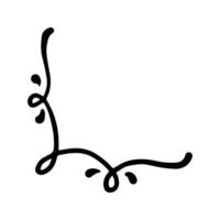 Hand drawn set of line frames on a white background. Corner Border Eklement. Sketch elements of floral and herbs ornaments for banner design. Line border collection. Vintage border. vector