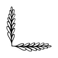 Hand drawn set of line frames on a white background. Corner Border Eklement. Sketch elements of floral and herbs ornaments for banner design. Line border collection. Vintage border. vector