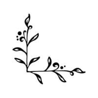 Hand drawn set of line frames on a white background. Corner Border Eklement. Sketch elements of floral and herbs ornaments for banner design. Line border collection. Vintage border. vector