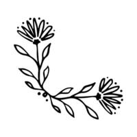 Hand drawn set of line frames on a white background. Corner Border Eklement. Sketch elements of floral and herbs ornaments for banner design. Line border collection. Vintage border. vector