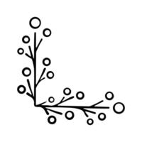 Hand drawn set of line frames on a white background. Corner Border Eklement. Sketch elements of floral and herbs ornaments for banner design. Line border collection. Vintage border. vector