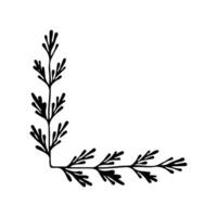 Hand drawn set of line frames on a white background. Corner Border Eklement. Sketch elements of floral and herbs ornaments for banner design. Line border collection. Vintage border. vector