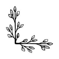 Hand drawn set of line frames on a white background. Corner Border Eklement. Sketch elements of floral and herbs ornaments for banner design. Line border collection. Vintage border. vector