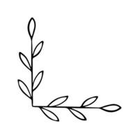 Hand drawn set of line frames on a white background. Corner Border Eklement. Sketch elements of floral and herbs ornaments for banner design. Line border collection. Vintage border. vector